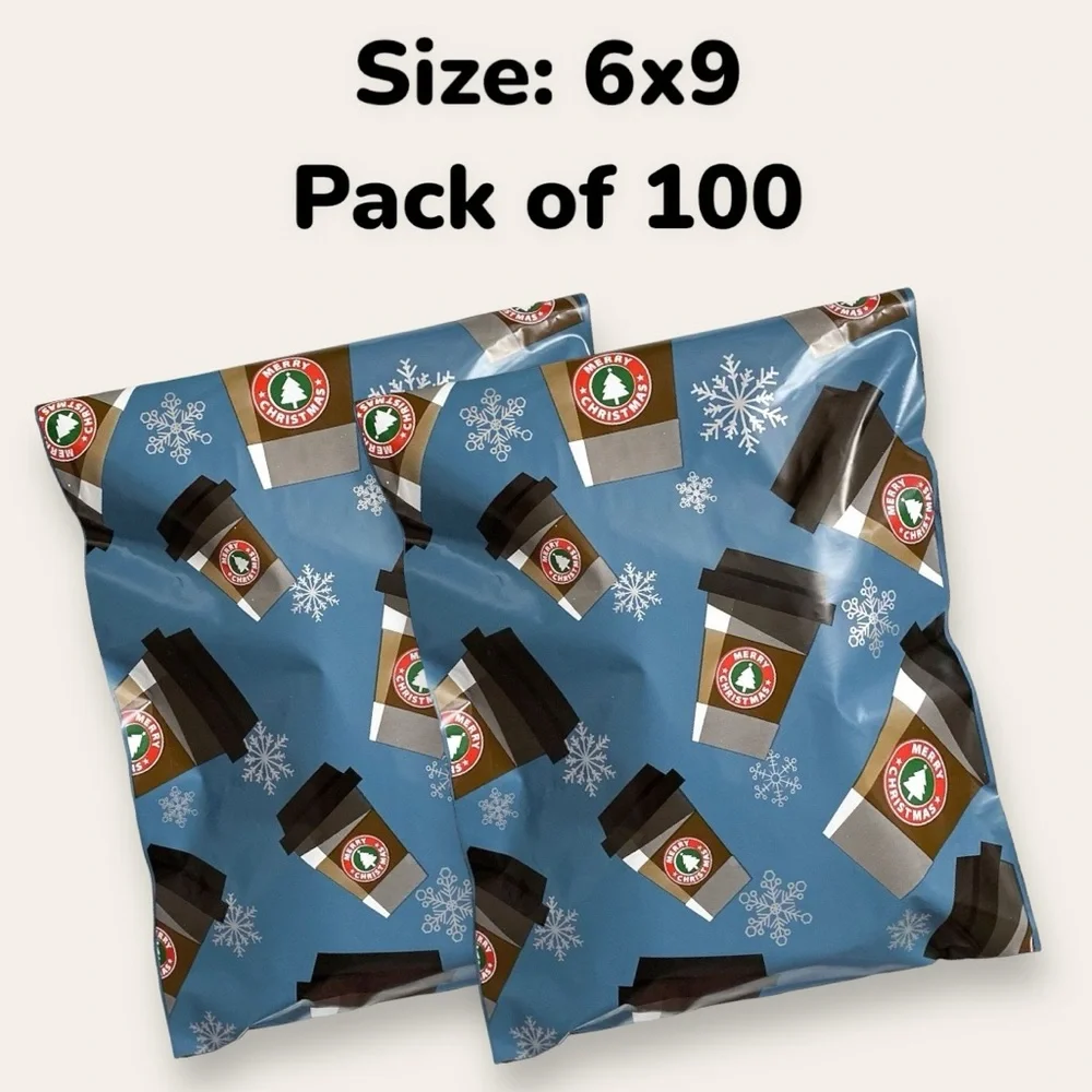 Back in Stock 100 Pack 6x9 PolyMailers Winter Holiday Shipping Supplies, mailers